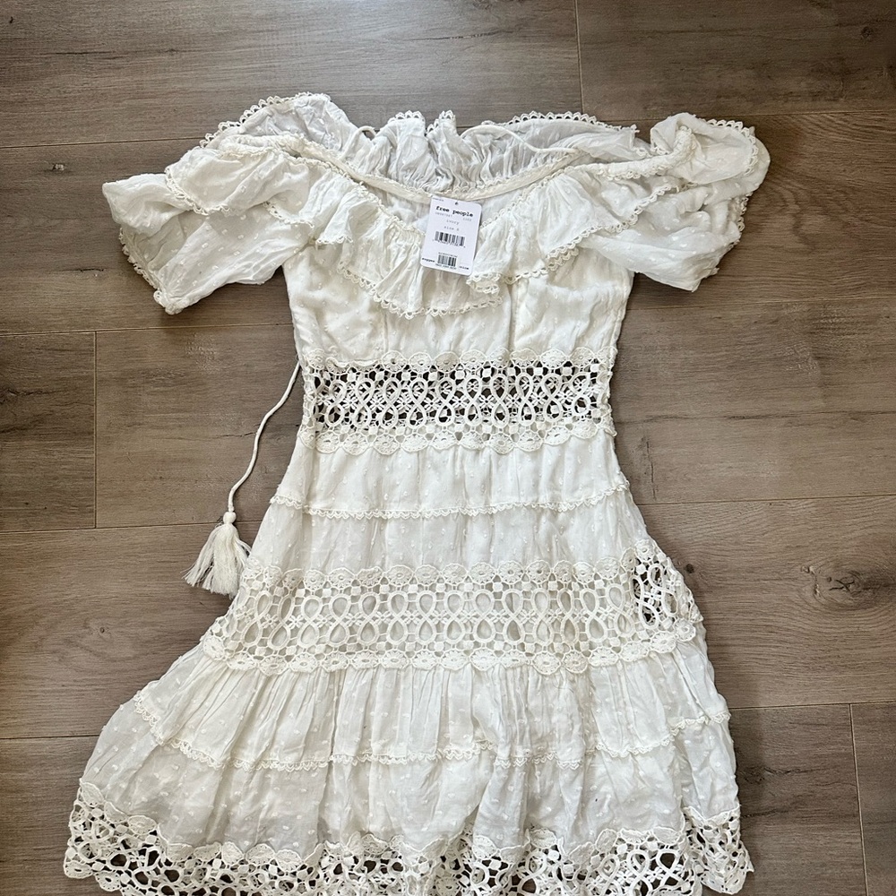 Free People White Lace Mini Dress